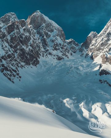 Skiing Chalaadi glacier by mighty Ushba